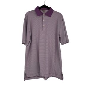 Peter Millar Men's Purple Striped Short‎ Sleeve Summer Comfort Polo Shirt Size M